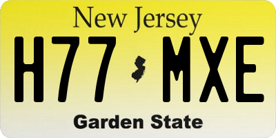 NJ license plate H77MXE