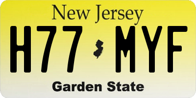 NJ license plate H77MYF