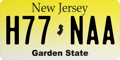 NJ license plate H77NAA