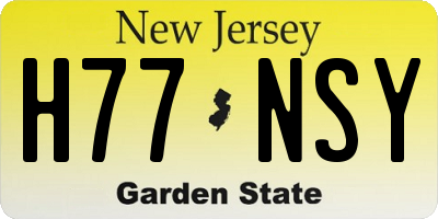 NJ license plate H77NSY