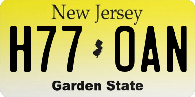 NJ license plate H77OAN