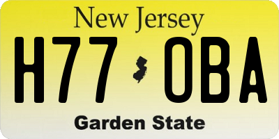 NJ license plate H77OBA