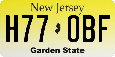 NJ license plate H77OBF