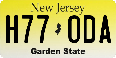 NJ license plate H77ODA