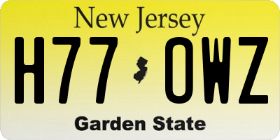 NJ license plate H77OWZ