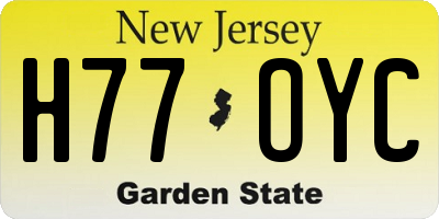 NJ license plate H77OYC