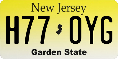NJ license plate H77OYG