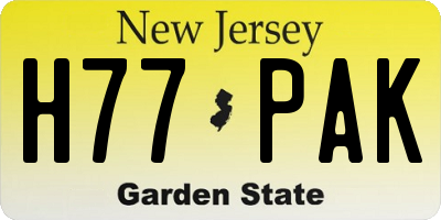 NJ license plate H77PAK