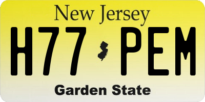 NJ license plate H77PEM