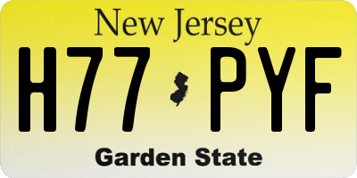 NJ license plate H77PYF