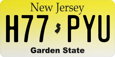 NJ license plate H77PYU