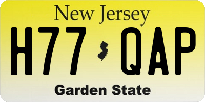 NJ license plate H77QAP