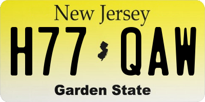 NJ license plate H77QAW