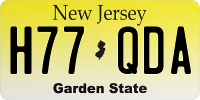 NJ license plate H77QDA