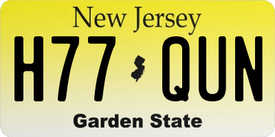 NJ license plate H77QUN