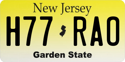 NJ license plate H77RAO