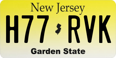 NJ license plate H77RVK