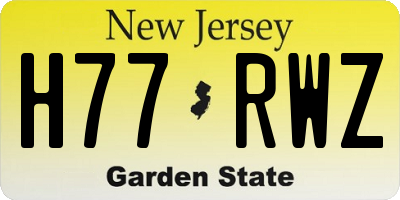 NJ license plate H77RWZ