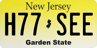 NJ license plate H77SEE