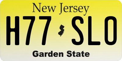 NJ license plate H77SLO
