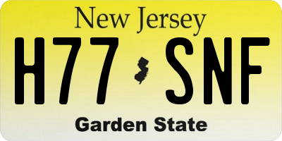 NJ license plate H77SNF