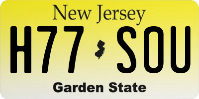 NJ license plate H77SOU