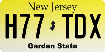 NJ license plate H77TDX