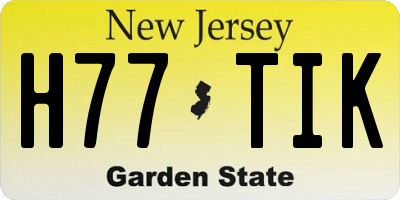 NJ license plate H77TIK