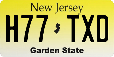 NJ license plate H77TXD