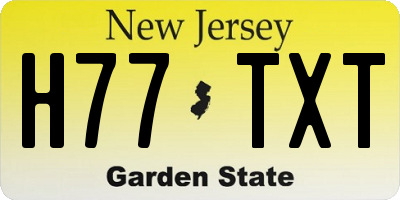 NJ license plate H77TXT