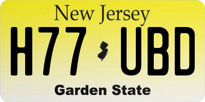 NJ license plate H77UBD