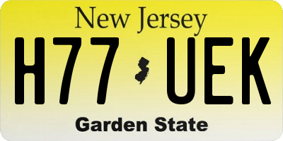 NJ license plate H77UEK