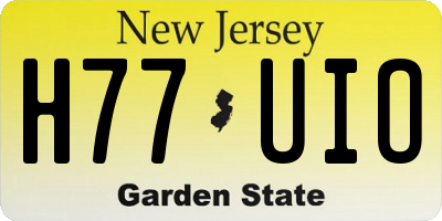 NJ license plate H77UIO