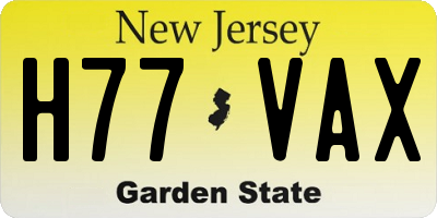 NJ license plate H77VAX