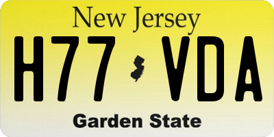NJ license plate H77VDA