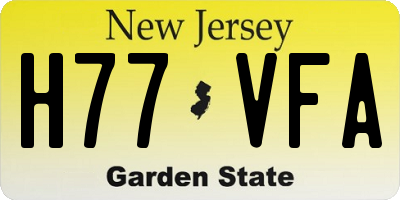 NJ license plate H77VFA