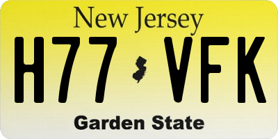 NJ license plate H77VFK