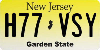 NJ license plate H77VSY