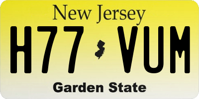 NJ license plate H77VUM