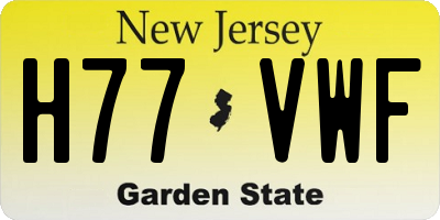 NJ license plate H77VWF