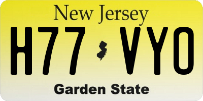 NJ license plate H77VYO