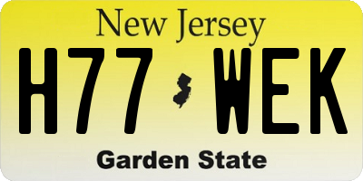 NJ license plate H77WEK