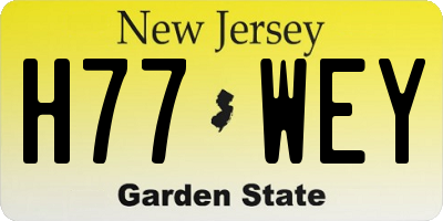 NJ license plate H77WEY