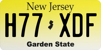 NJ license plate H77XDF
