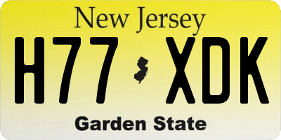 NJ license plate H77XDK