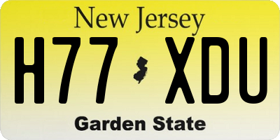 NJ license plate H77XDU