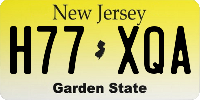 NJ license plate H77XQA