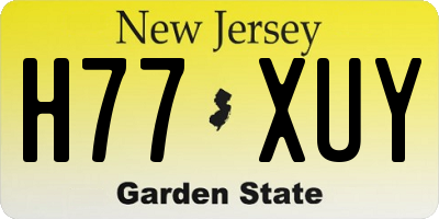 NJ license plate H77XUY