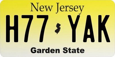 NJ license plate H77YAK