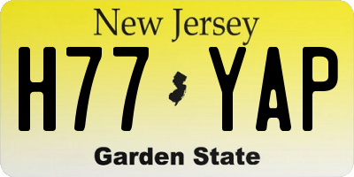 NJ license plate H77YAP